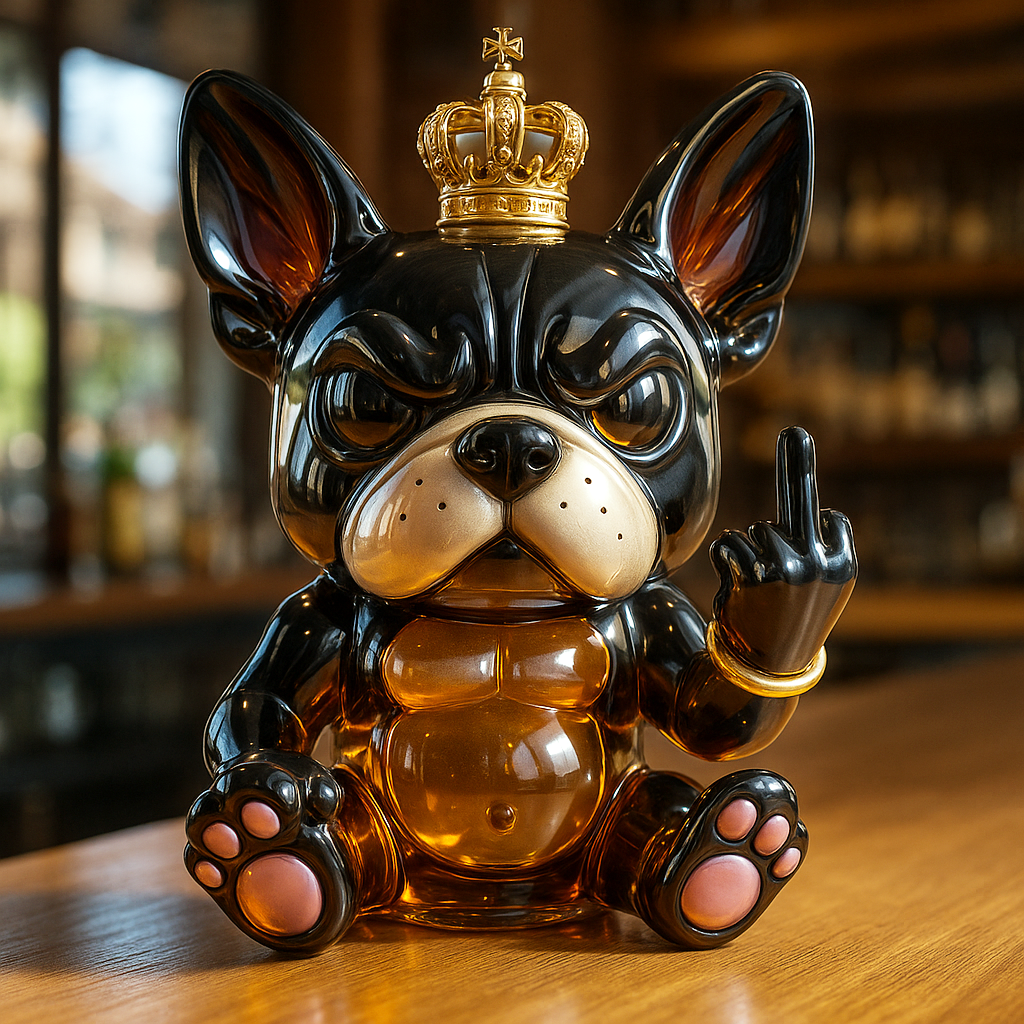 Funny middle finger Bulldog Whiskey Bottle