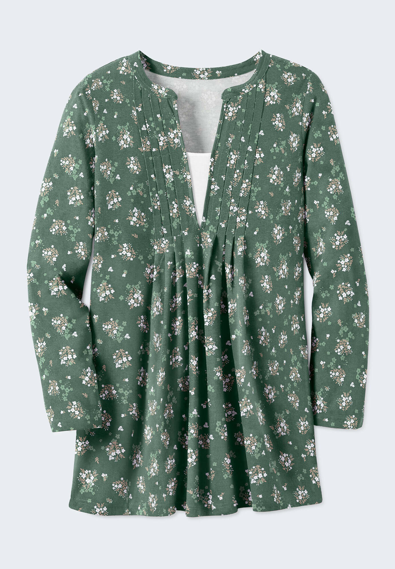 7-Day Box-Stitched Split Neck Tunic