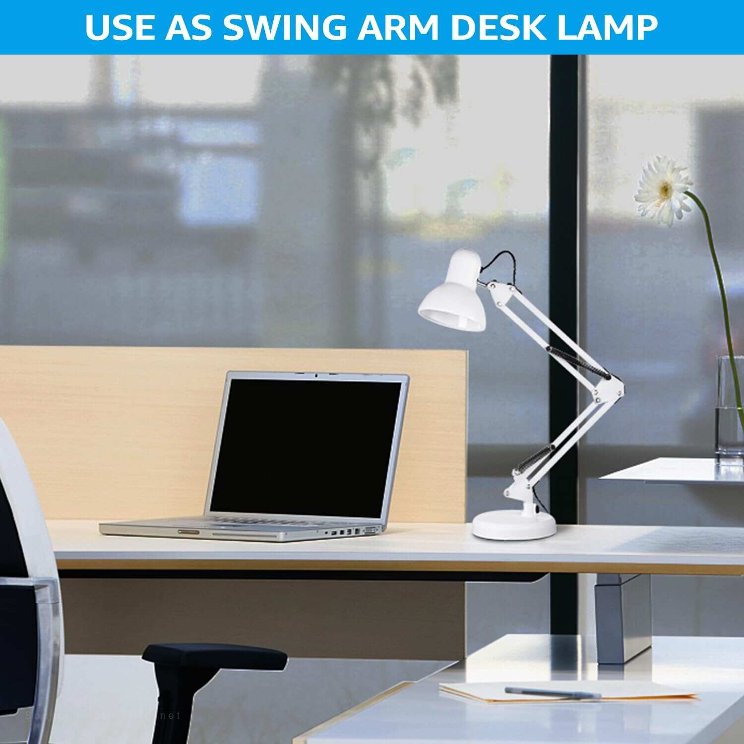 TORCHSTAR Metal Desk Lamp with Clamp, Swing Arm , Architect Adjustable Gooseneck Table Lamp, Clip Desk Lights for Home Office, Work, Study, Reading, E26 Base, Multi-Joint, Black
