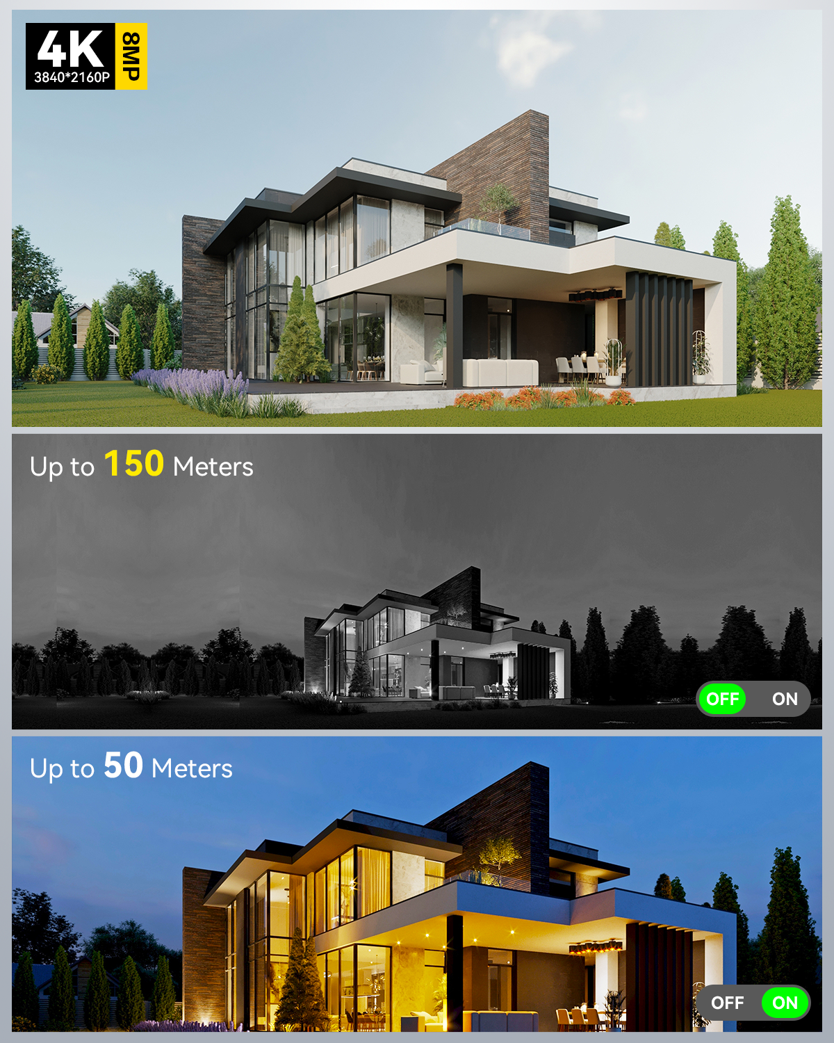 Ctronics 4K 30x Optical Zoom Security Camera Outdoor, 150m Night Vision, 2.4/5Ghz WiFi, AI Human/Vehicle/Pet Detection,Preset Cruise Paths, Metal