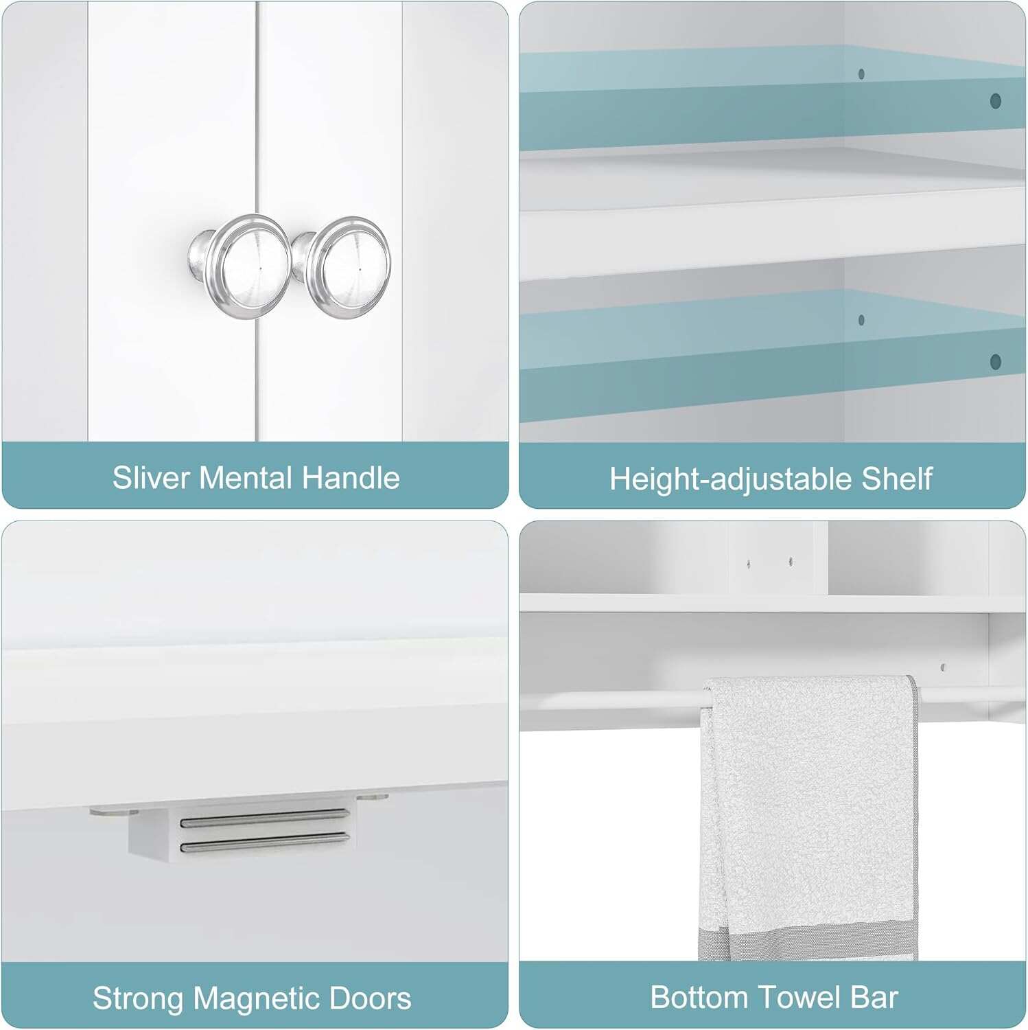 VECELO Bathroom Wall Cabinet with LED Light