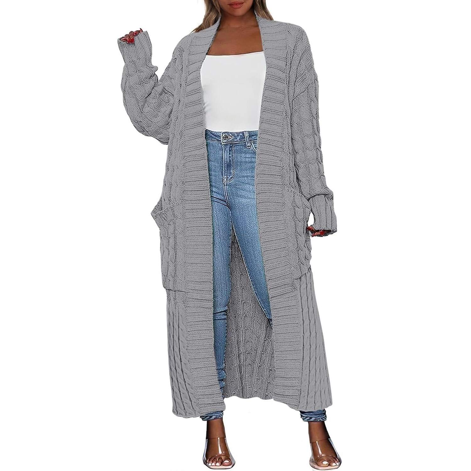 🔥 Last Day For Clearance !-Women's Long Cardigan 2026 Oversized Coat Long Sleeve Open Cardigan Knitted Extra
