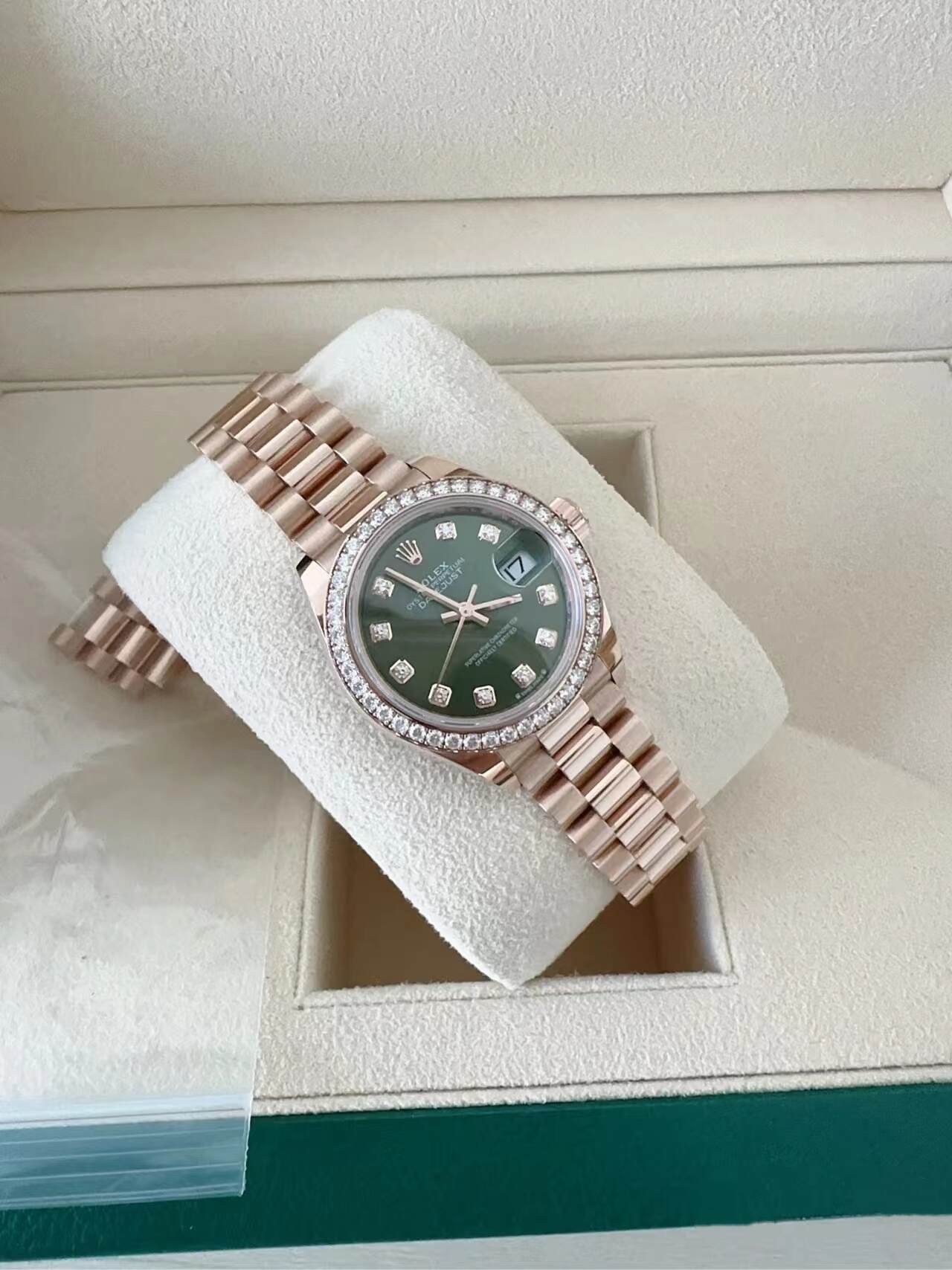 NEW 2023 Datejust 28mm M279135RBR-0014 Two-Tone Rose gold Diamond Green Dial (Limited Edition)