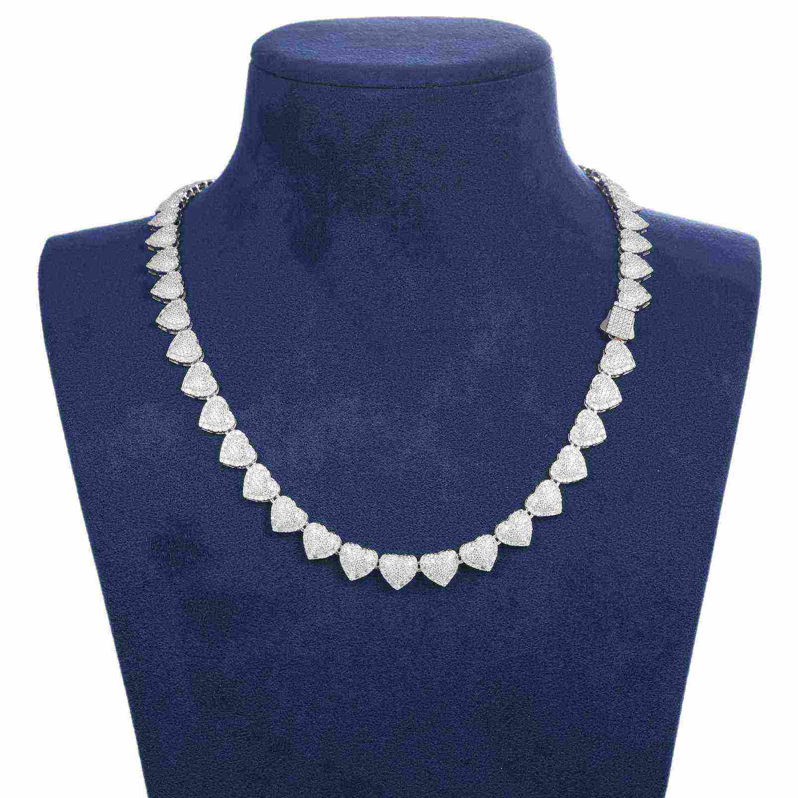 TestTest 10mm S925 Baguette Moissanite Iced Heart Link Chain