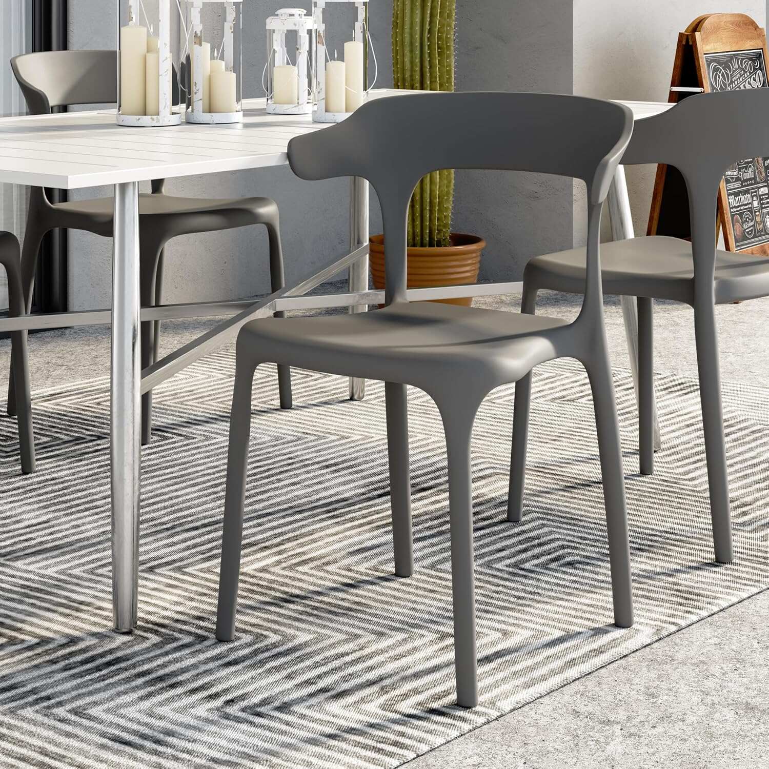 VECELO 4 Pack Plastic Stacking Chairs