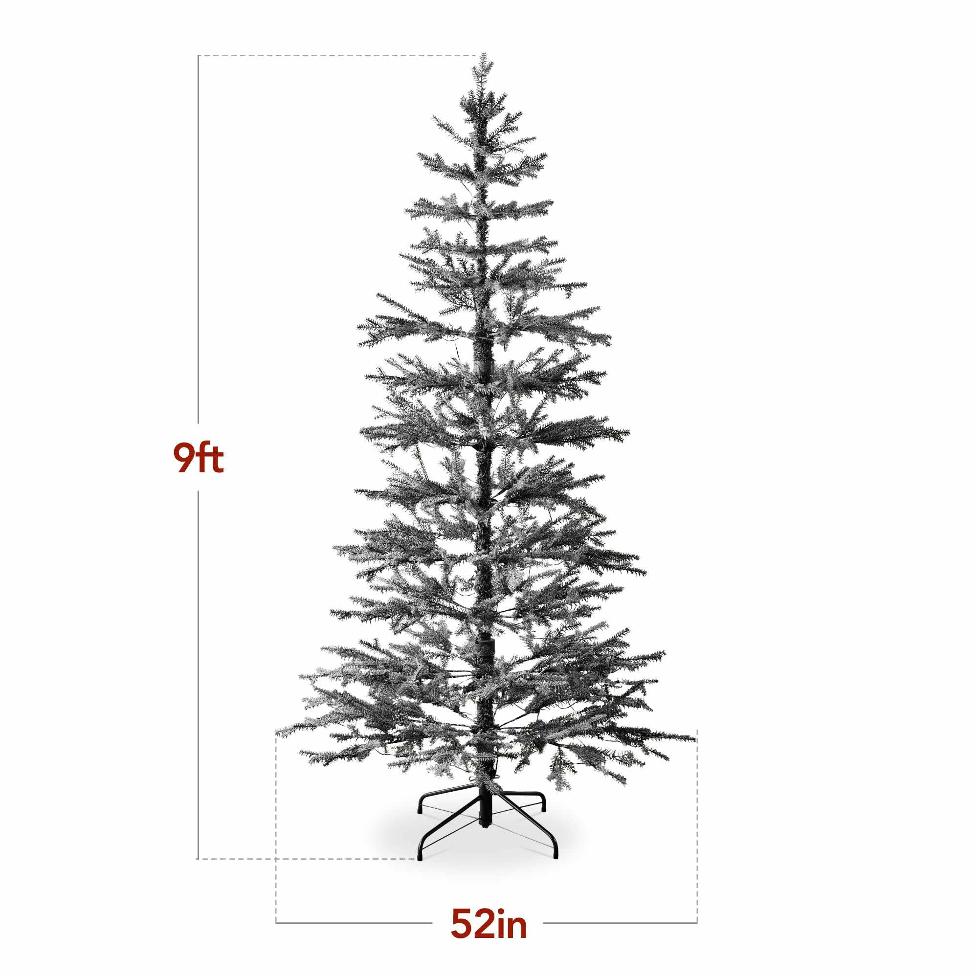 Black Pre-Lit Sparse Flocked Christmas Tree w/ 2-in-1 LEDs, Cordless Connection