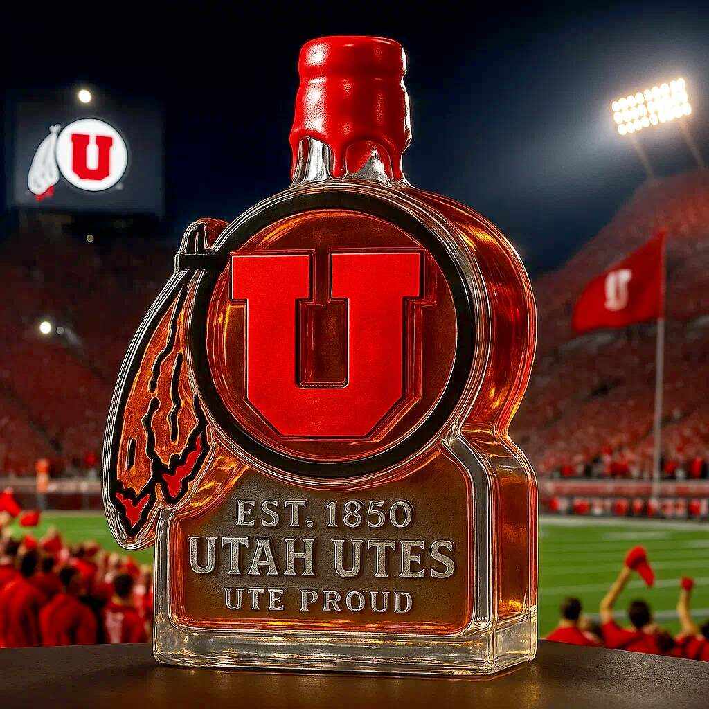Utah Utes LOGO Limited Edition Whiskey Bottle