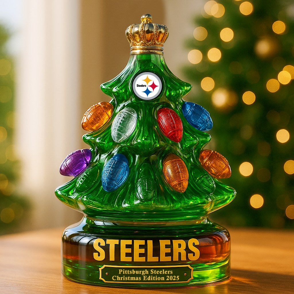 Pittsburgh Steelers Christmas Tree Whiskey Bottle