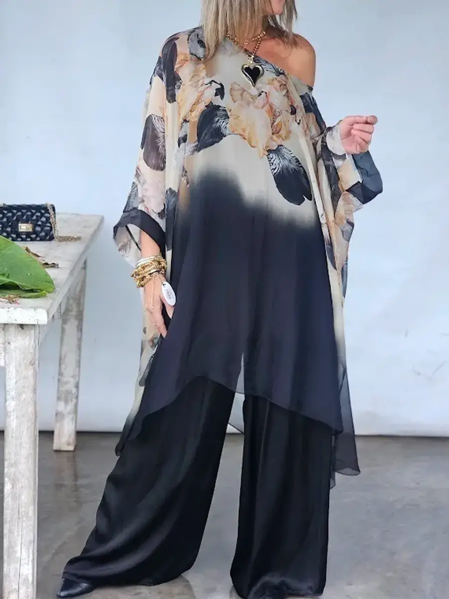 🔥Summer Arrivals🌟Women's Cozy And Flowing Floral Print Chiffon Top