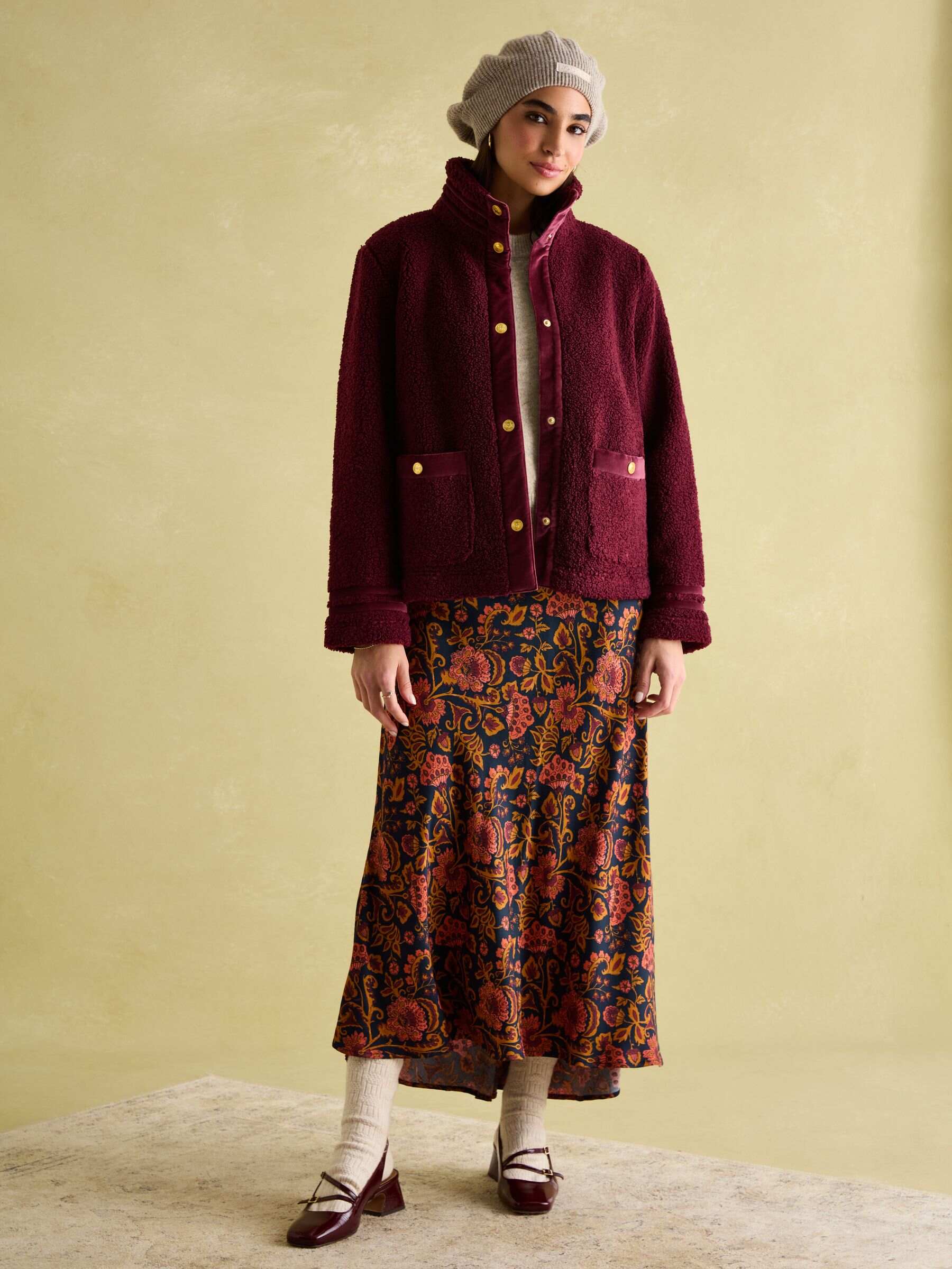 Fleur Red Fleece Jacket