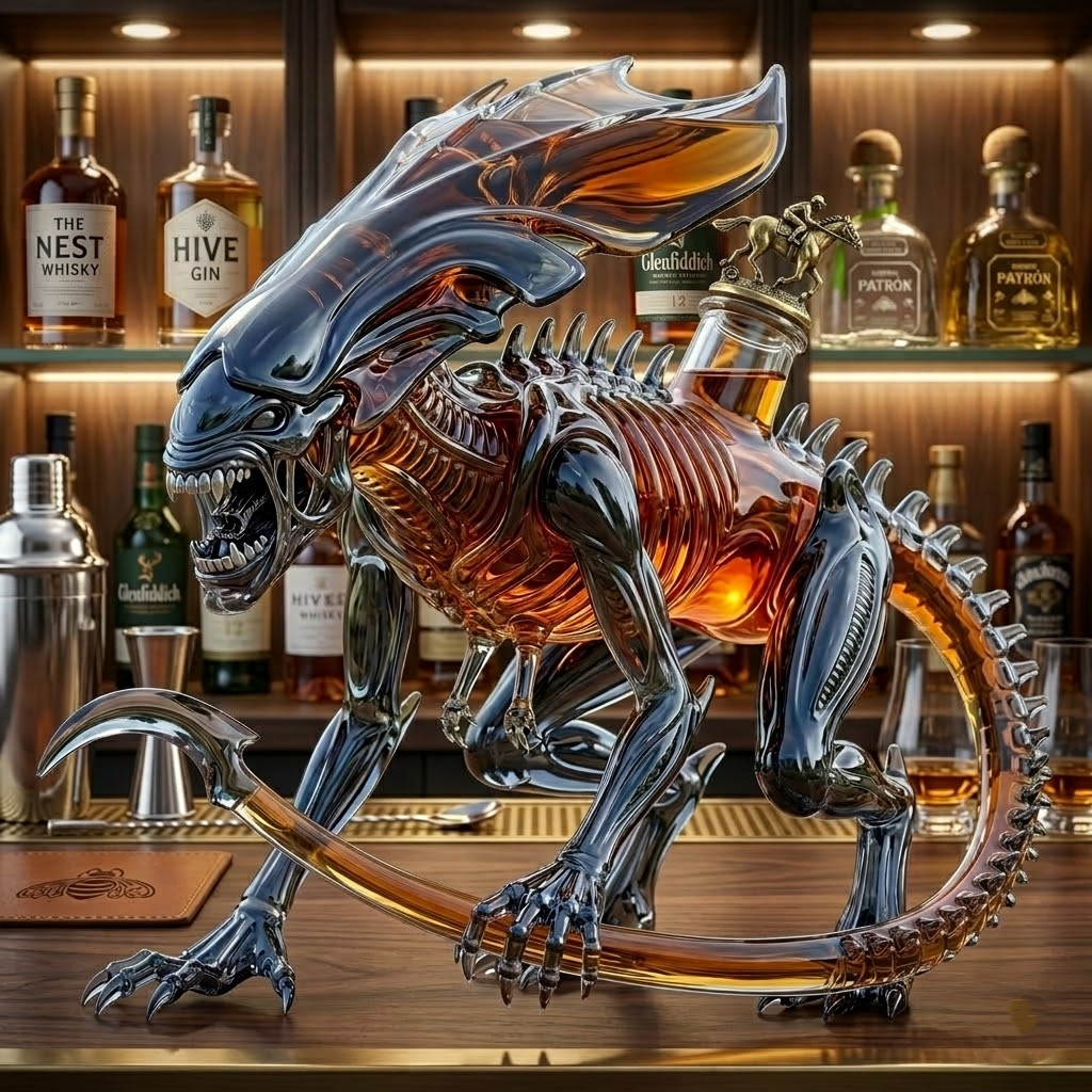 Alien Queen Collectible Commemorative Black Rum 3D Sculpted Collector's Edition Bottle