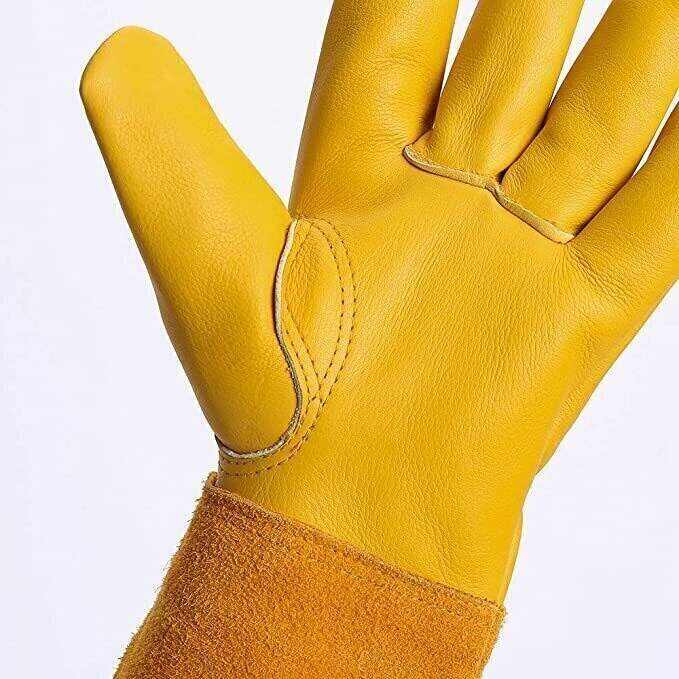 Durable Thick Cowhide Leather Work Garden Gloves