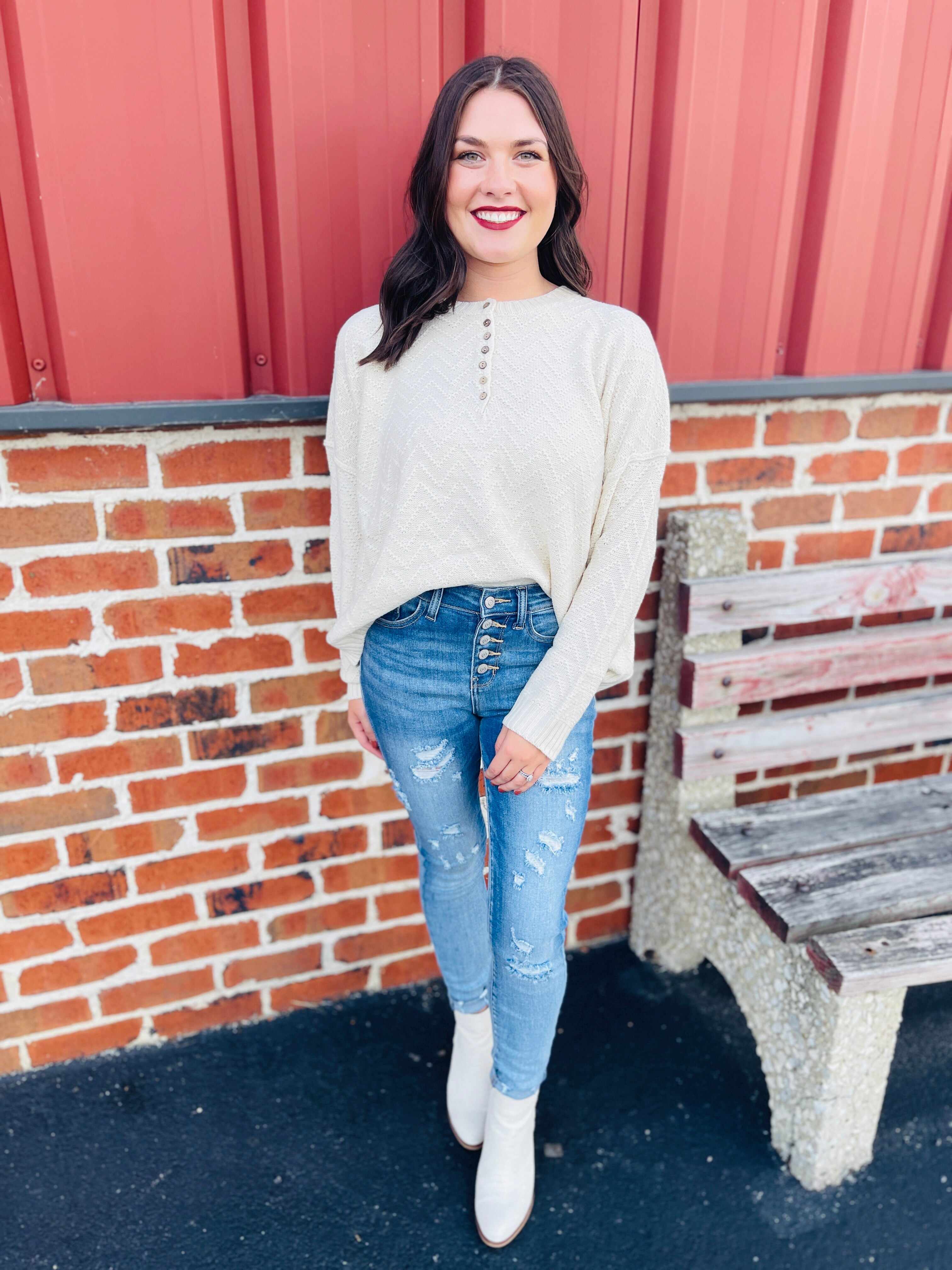 RESTOCK! PLUS/REG Cute As A Button Fly Skinny Jeans