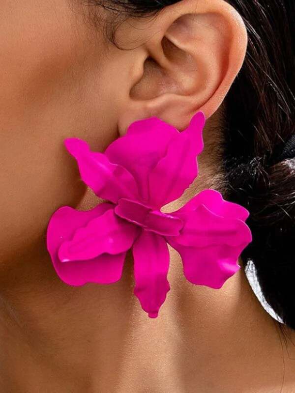 Flower Shape Solid Color Earrings Accessories