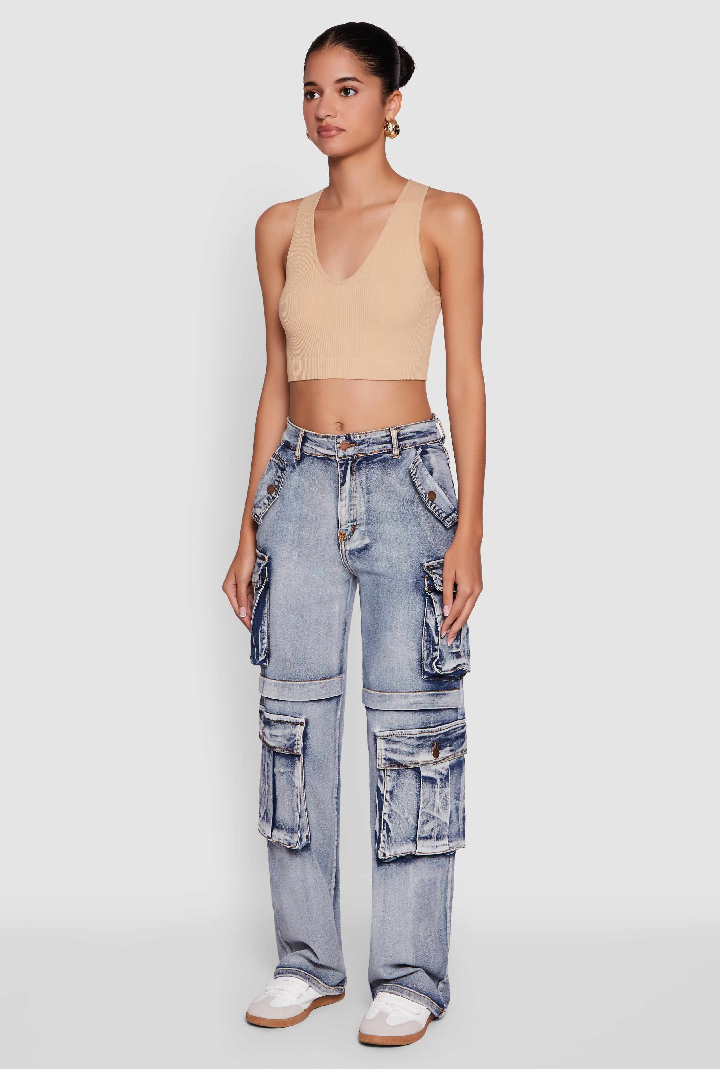 Daisy Mineral Wash Straight Leg Cargo Jeans