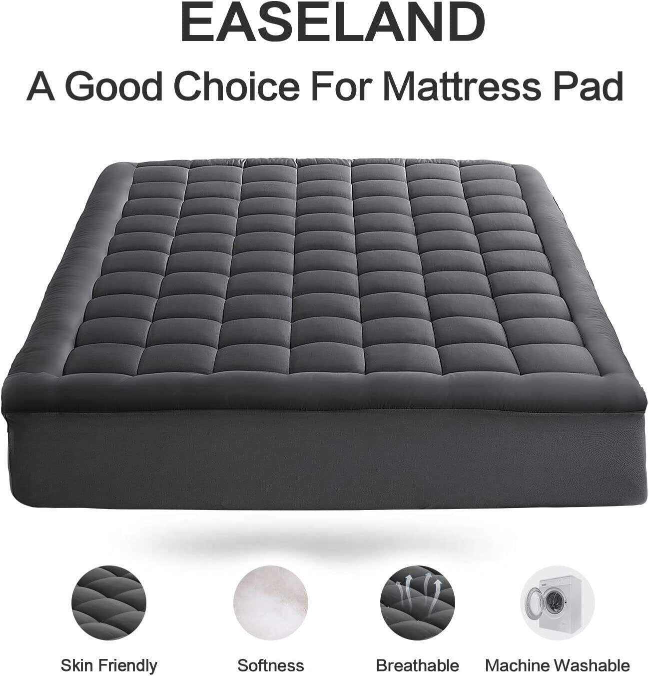 Queen Size Mattress Pad Pillow Top Mattress Cover Quilted