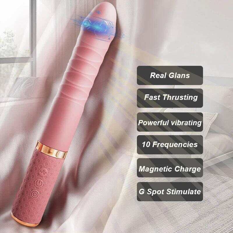Telescopic G Spot Dildo Vibrator: Woman Vagina & Clitoris Stimulator