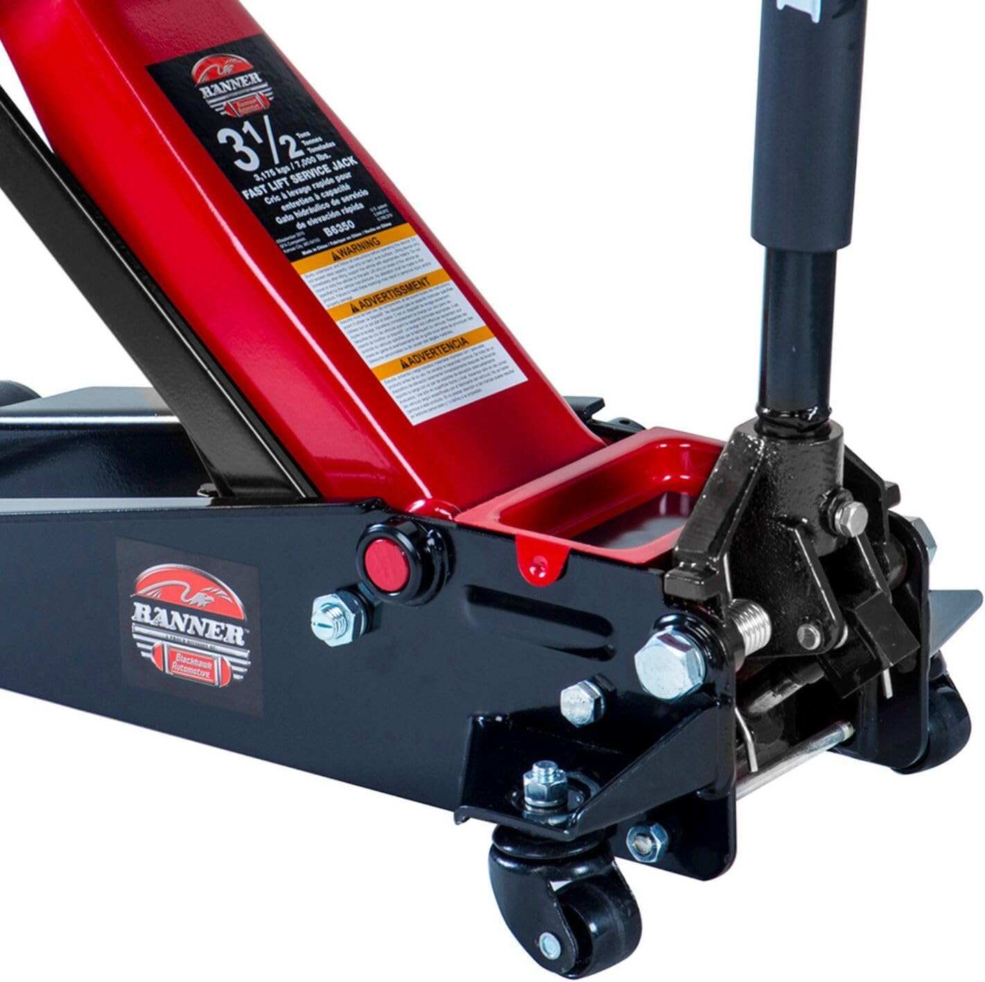 Black/Red Fast Lift Service Jack - 3.5 Ton Capacity, 28 1/2