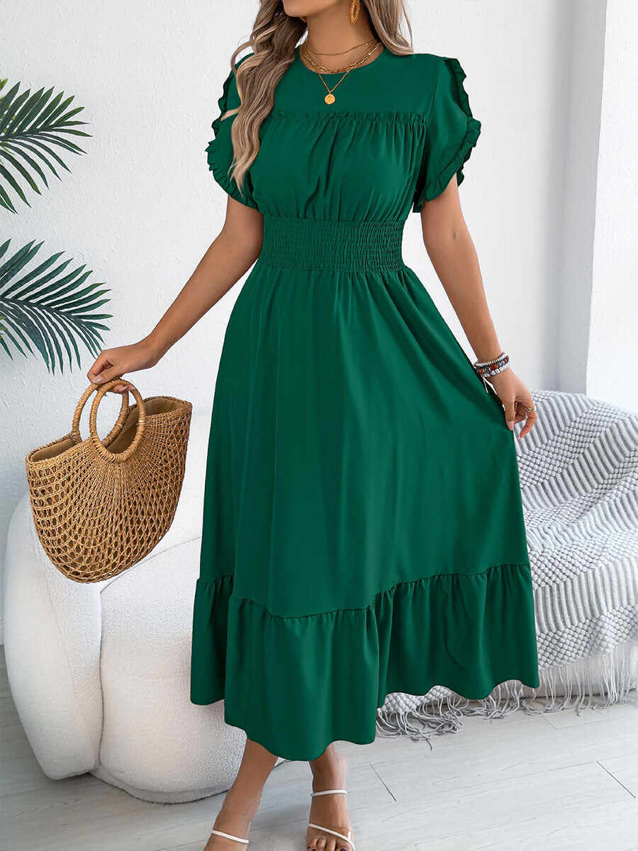 🔥Summer Arrivals🌟Women's Casual Ruffled Short-sleeved Maxi Dress