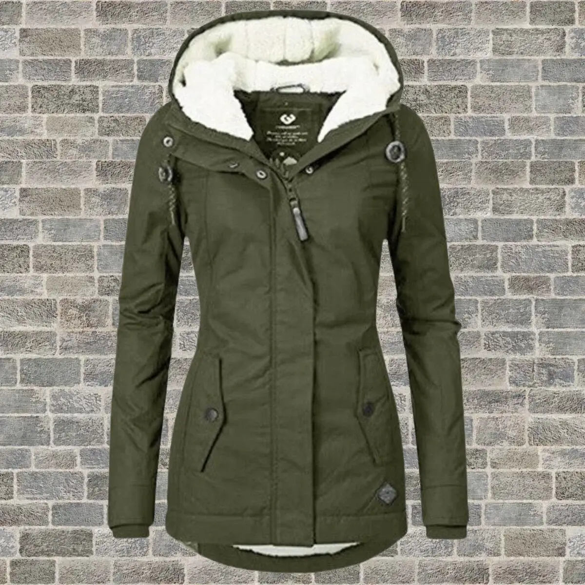 Navy Blue Women's Thermal Hooded Parka - Fleece-Lined, Waterproof, Slim Fit