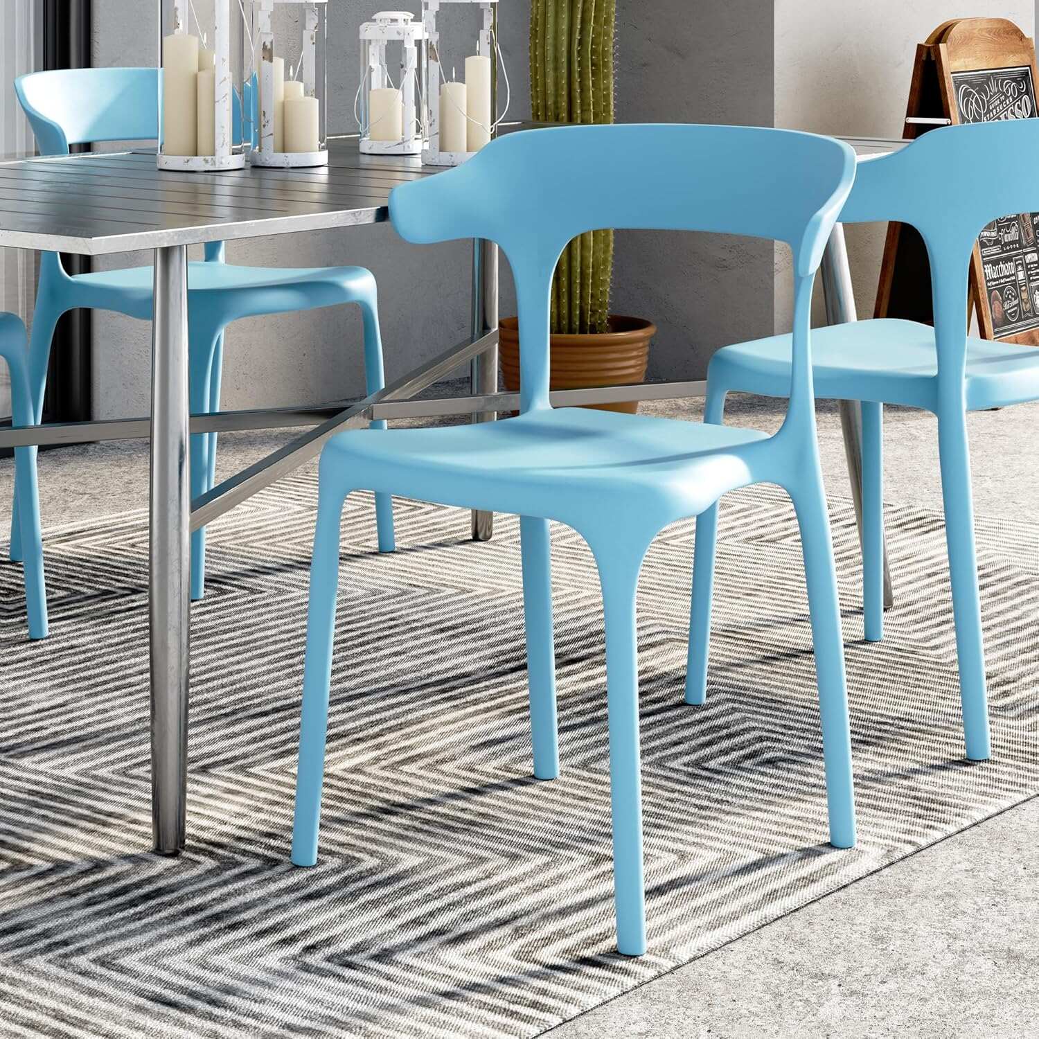 VECELO 4 Pack Plastic Stacking Chairs