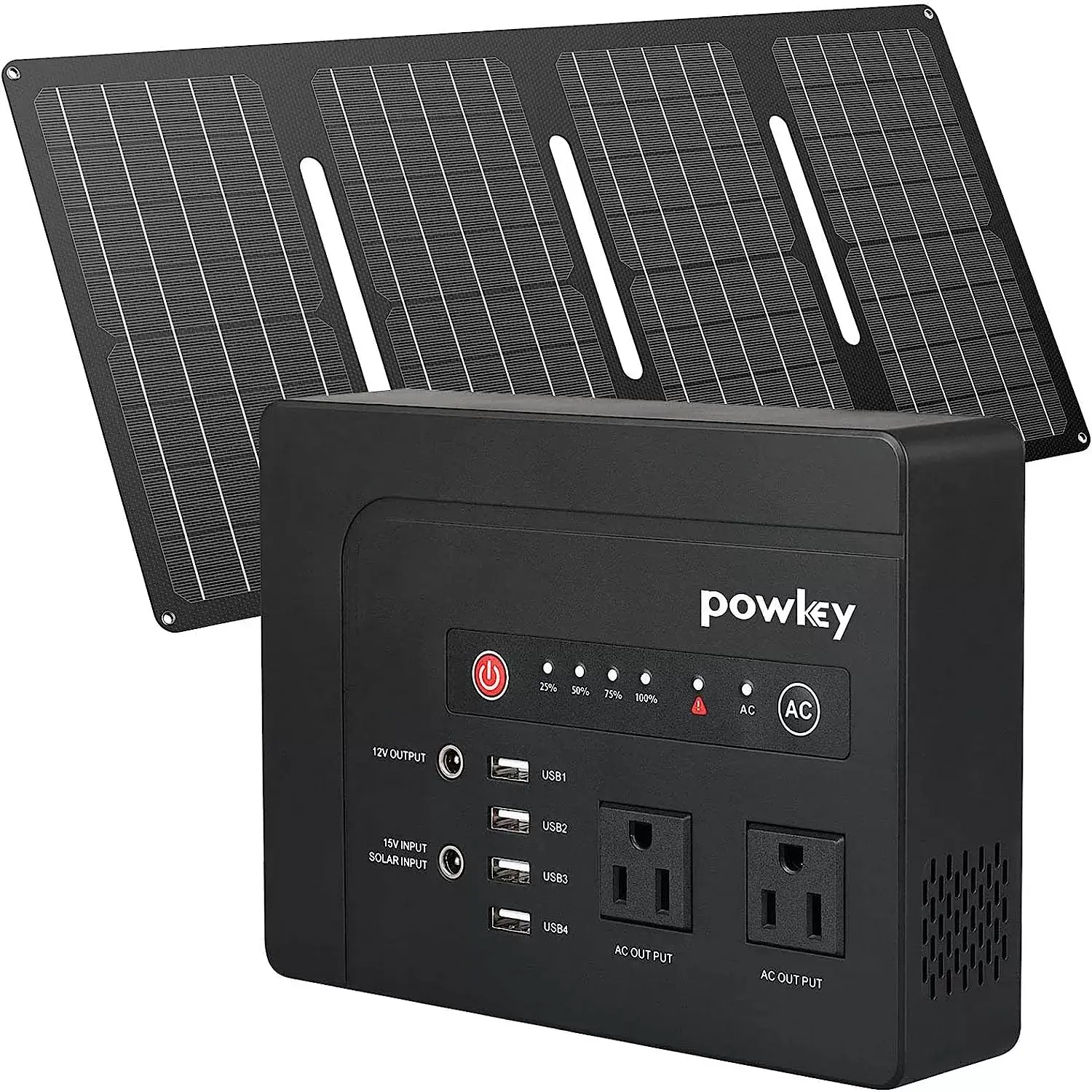 Powkey Solar Generator with Panel, 146Wh/200W Portable Power Station with Solar Panel 40W, 110V Pure Sine Wave DC/USB/AC Outlet Electric Generator Battery Backup for Outdoor Camping Emergency Home Use