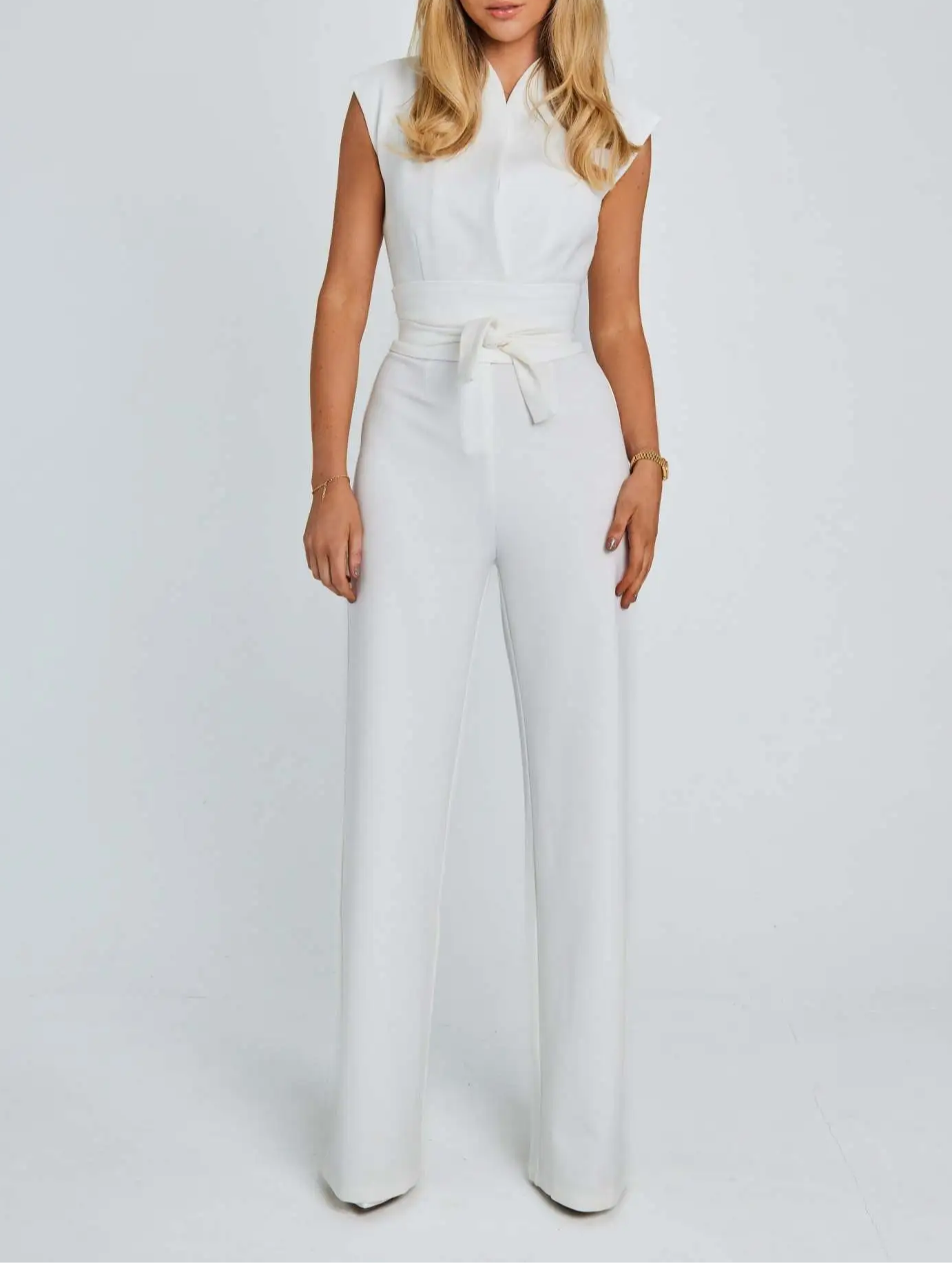 Elegant deep V-neck one-piece professional suit