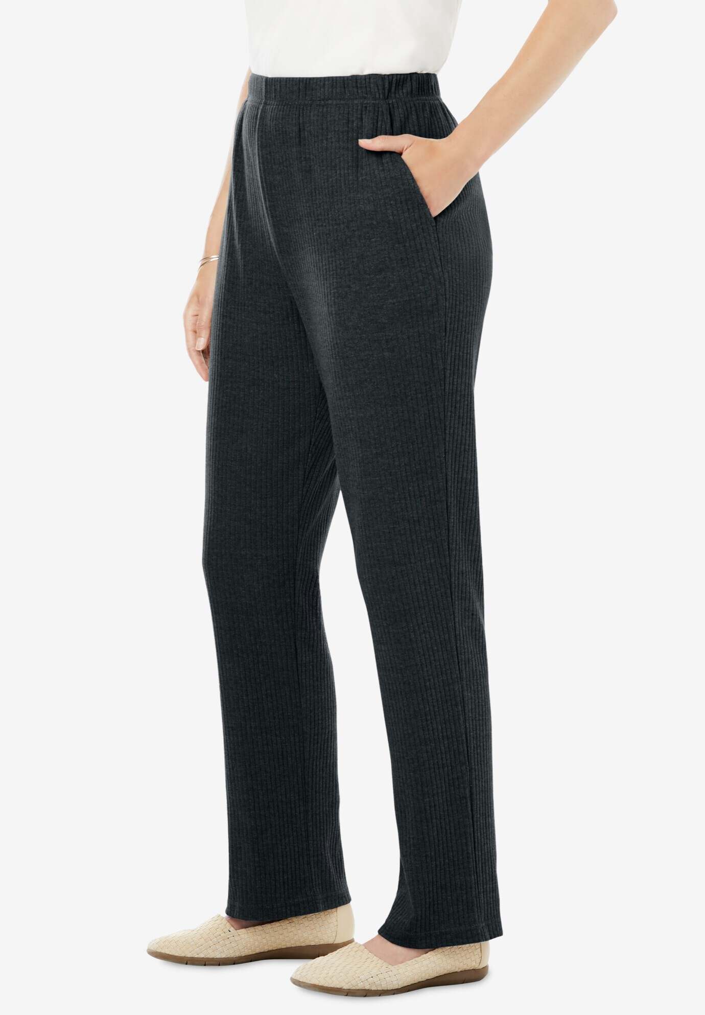 7-Day Knit Ribbed Straight Leg Pant