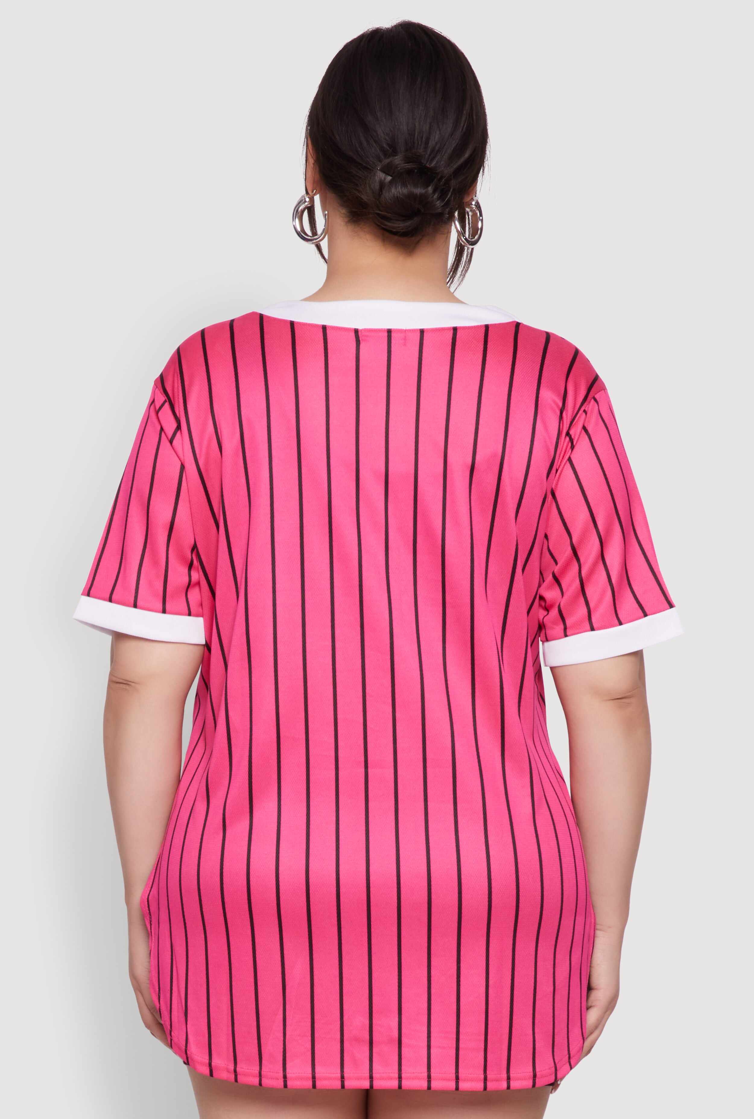 Plus Size Blessed Pinstripe Baseball Shirt