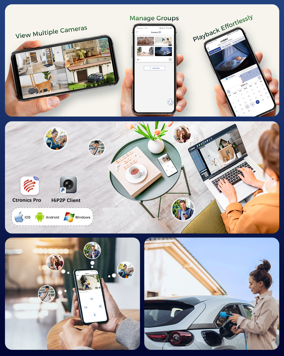 Ctronics 5MP Solar Security Camera Outdoor Wireless, 6W Solar Panel, Sound-Light Alarm, PC/Phone Remote Control, Color Night Vision