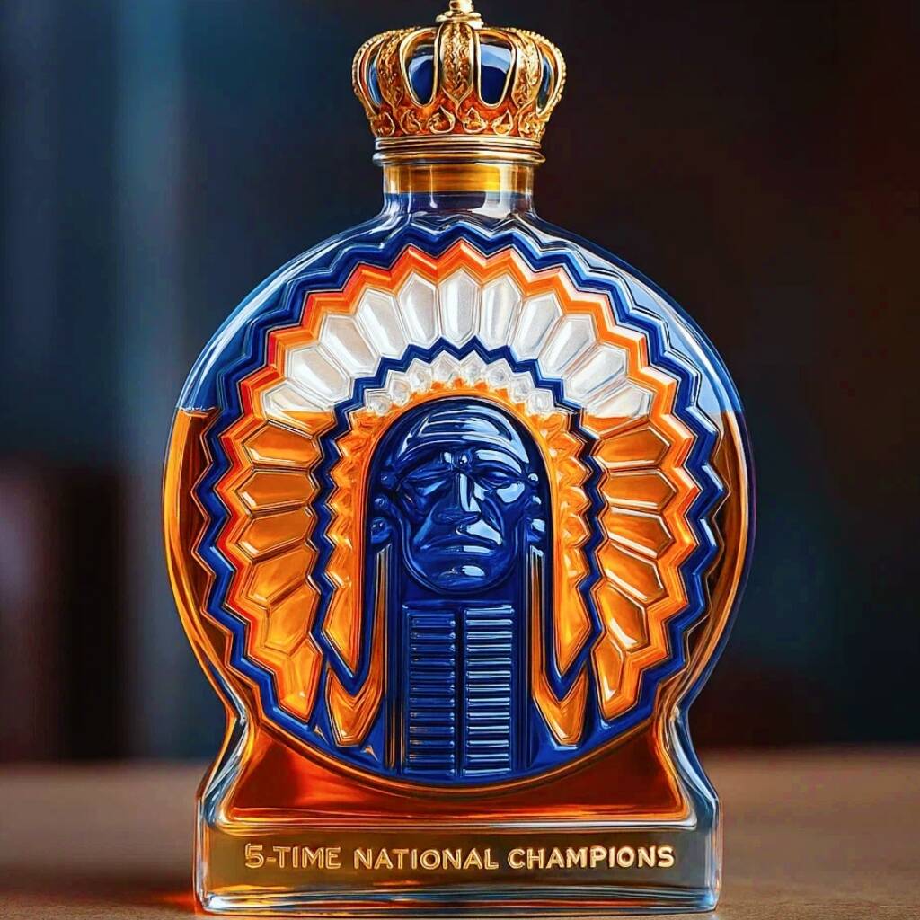 Illinois Fighting Illini 5-time National Champion Whiskey Bottle