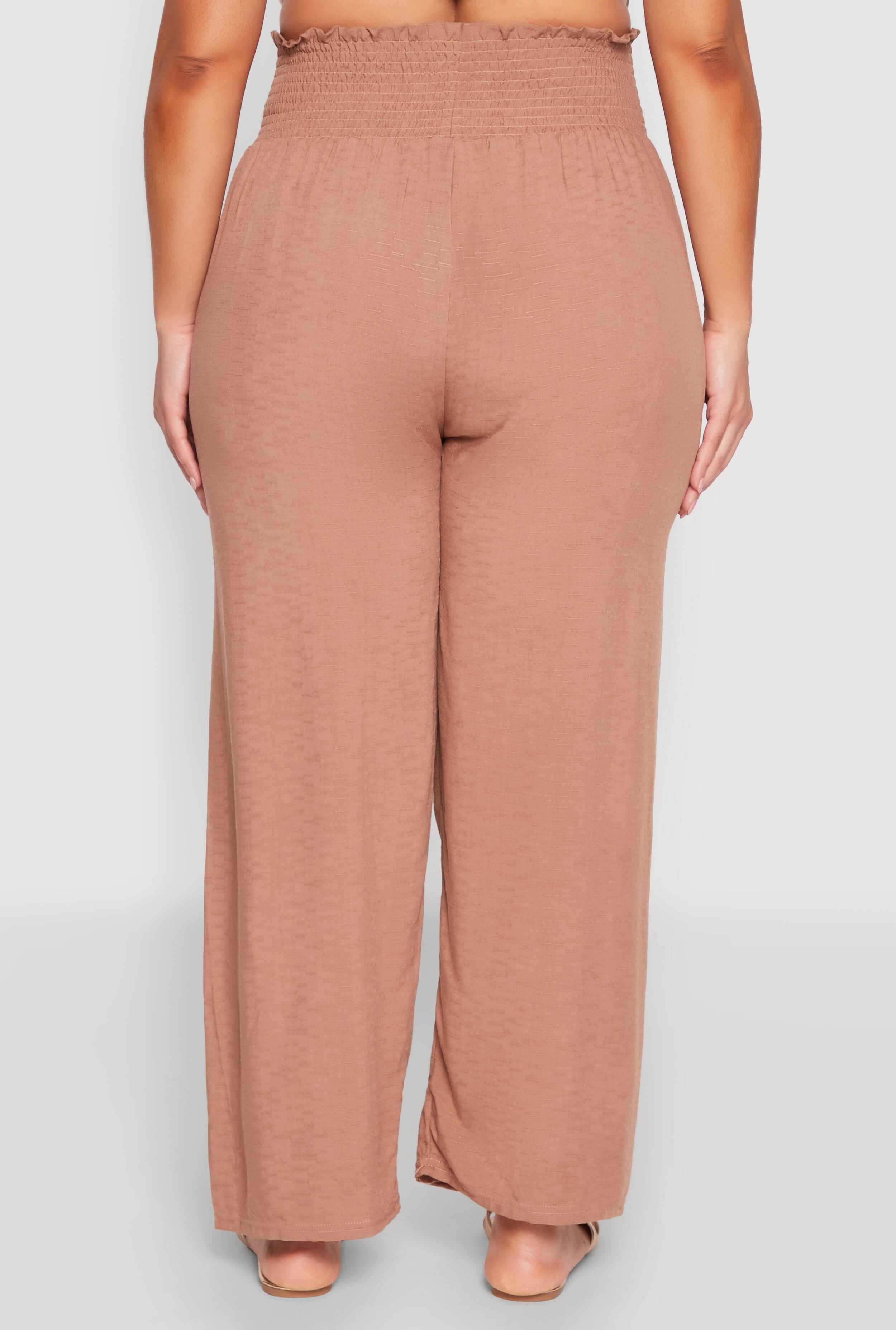 Plus Size Smocked High Waisted Pants