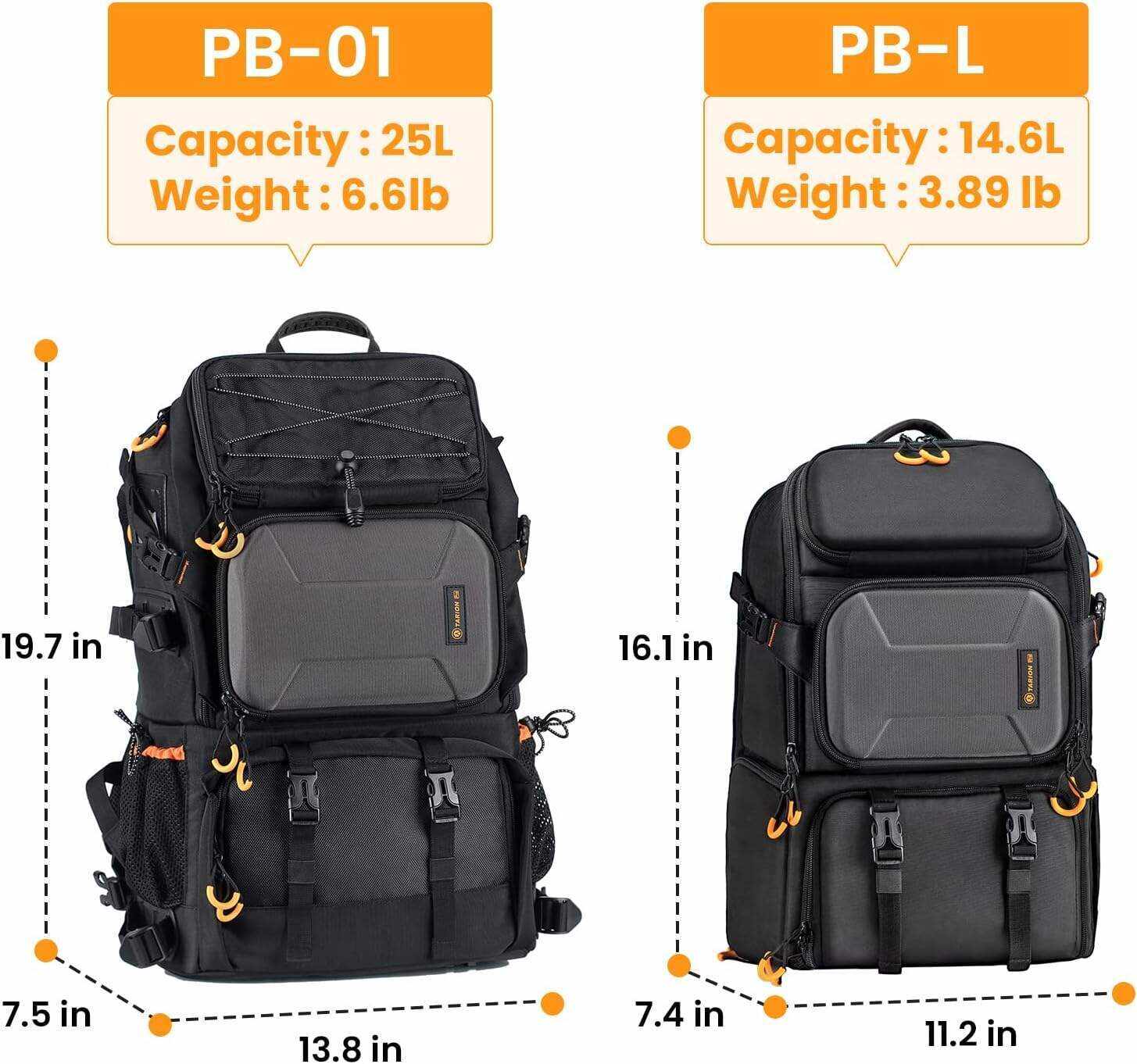 TARION Pro 2 Bags in 1 Camera Backpack Large with 15.6