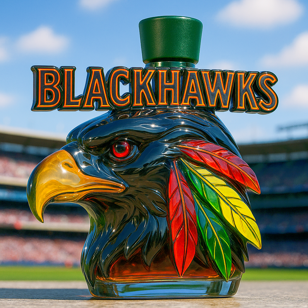 Chicago Blackhawks 100th Anniversary Whiskey Bottle