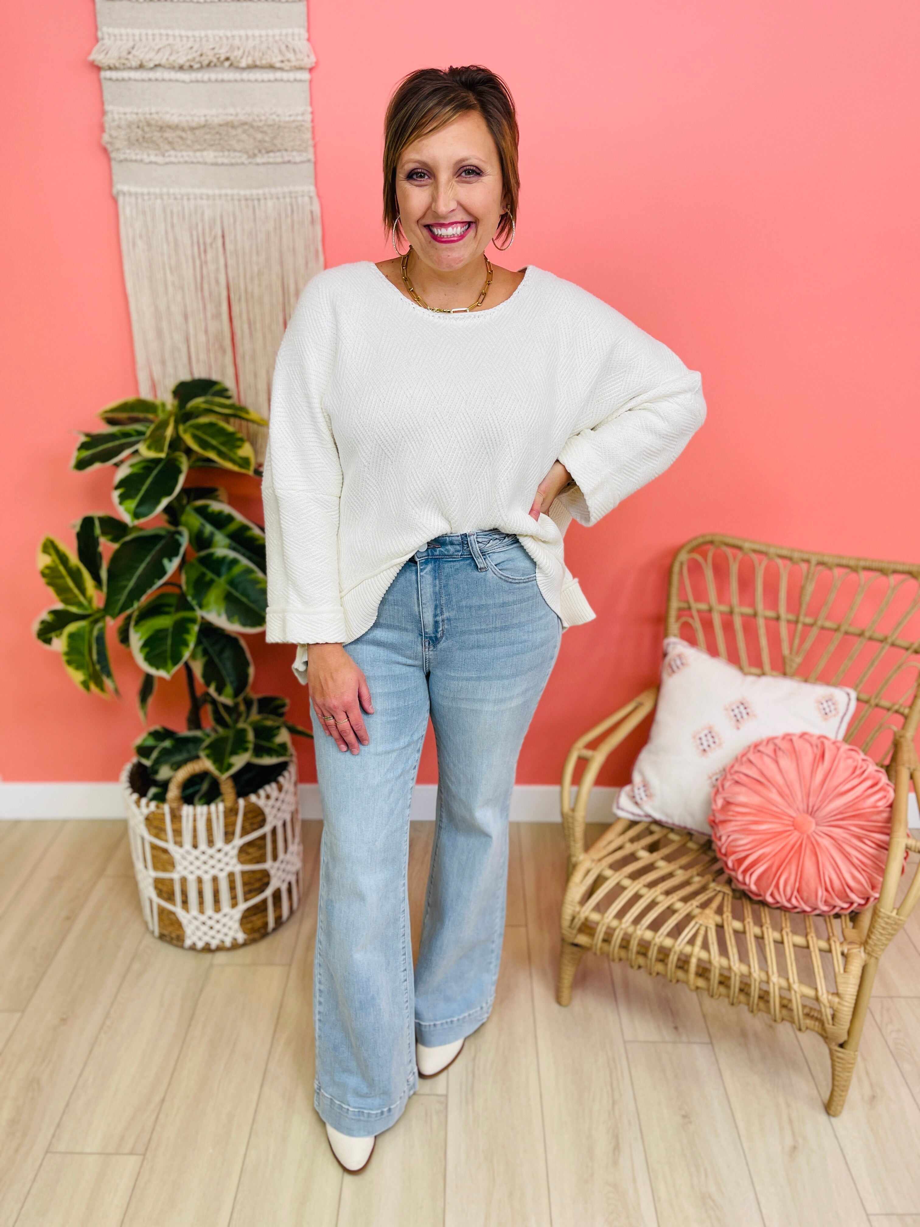 PLUS/REG Rapunzel Braided Wide Leg Jeans