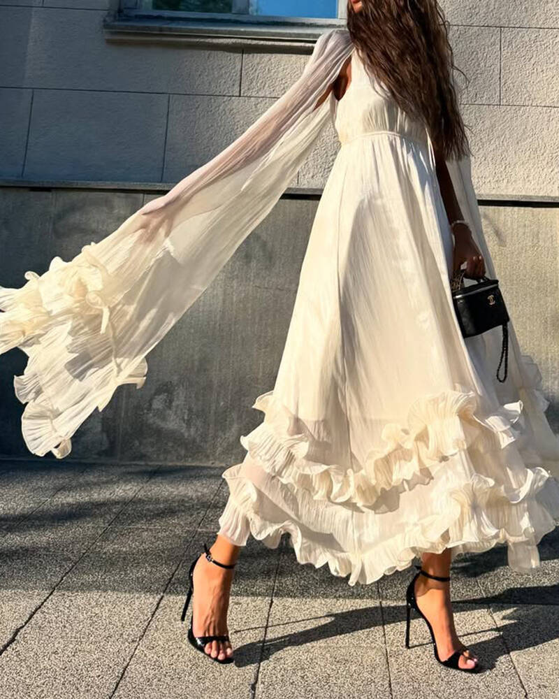 Round Neck Ruffled Fashionable Dress