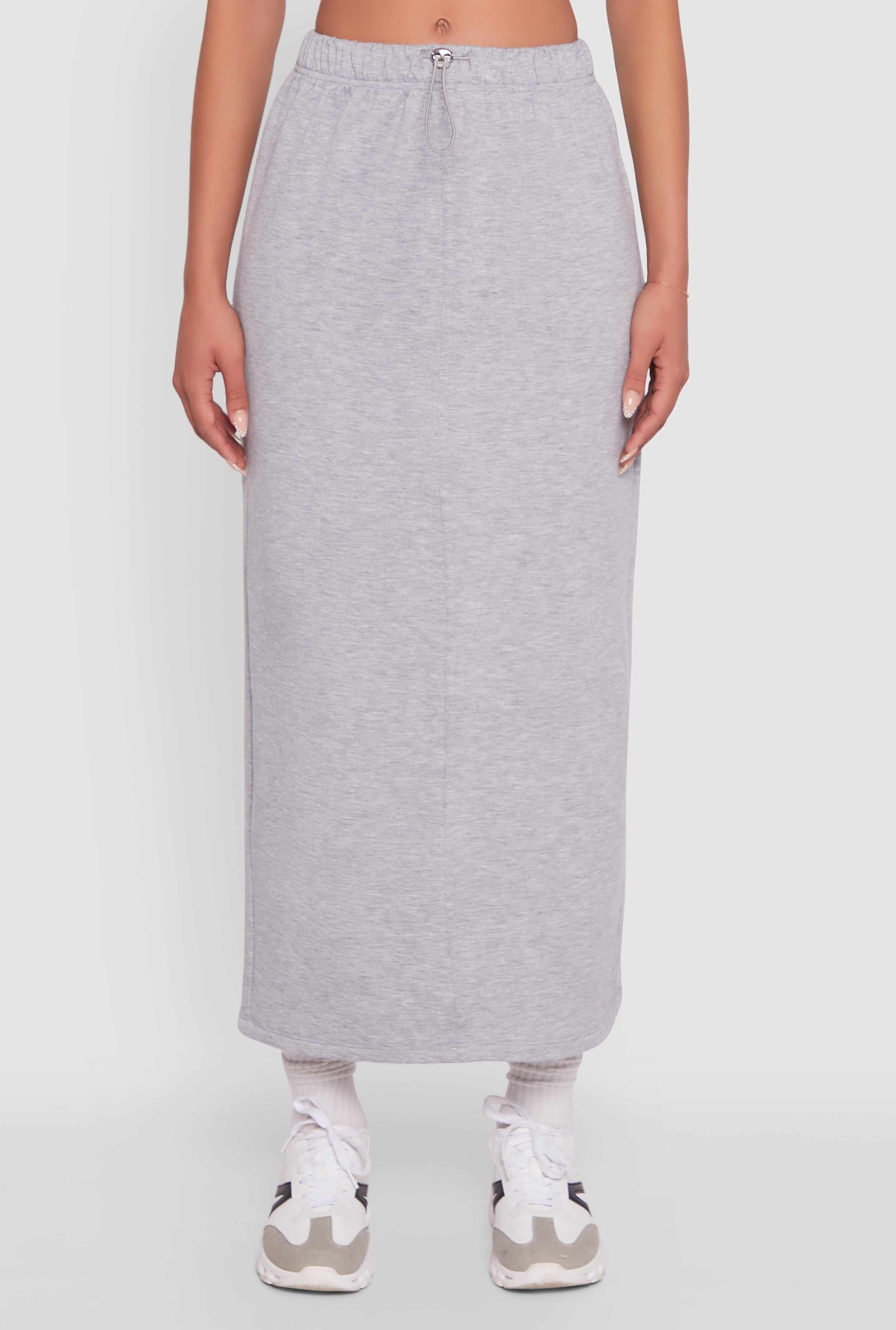Fleece Maxi Skirt with Toggle Drawstring