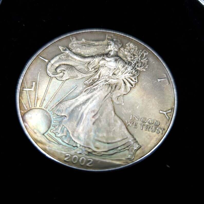 2002   American Silver Eagle   -  1 Oz .999 Silver - Key Date- Dark toning -  ! # 601