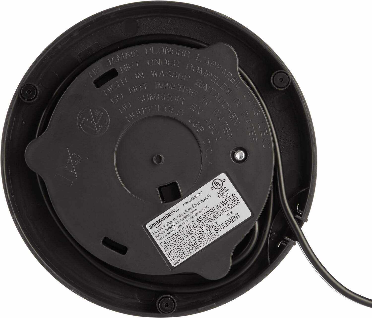 Amazon Basics Electric Glass and Steel Hot Tea Water Kettle, 1.7-Liter, Black and Sliver
