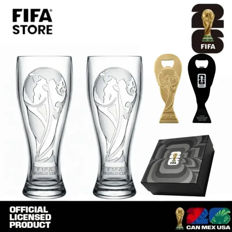 2026 Gift Set!  2 Large Ceramic Beer Mugs & Gold Trophy Opener | Durable Drinkware for Soccer Lovers & Home Bar ️ Reuse
