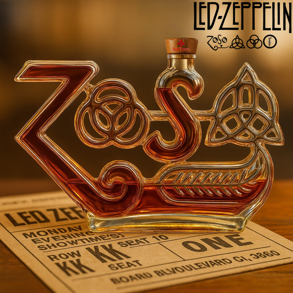 Led Zeppelin Zoso Symbols Whiskey Bottle