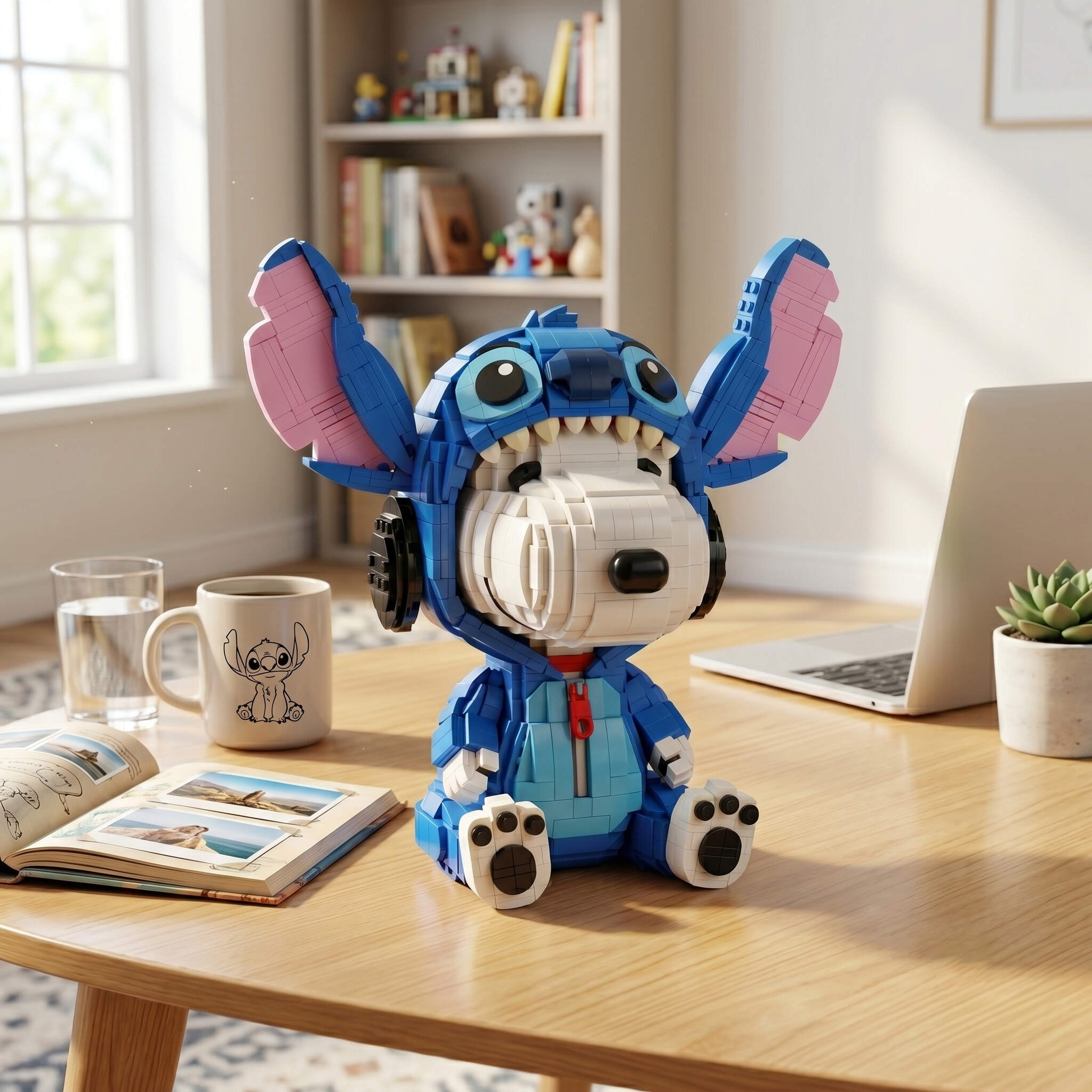 Adorable Blue Costume Puppy Collectible Building Blocks - Fun 3D Assembly Kit