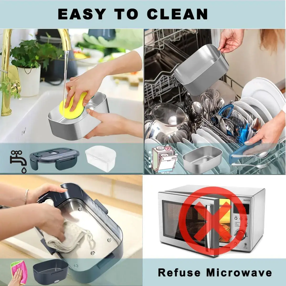 80W Electric Lunch Box Leakproof Design 1.5L 1.8L Car Portable Food Heater With Cutlery Bag For Office Workers Students