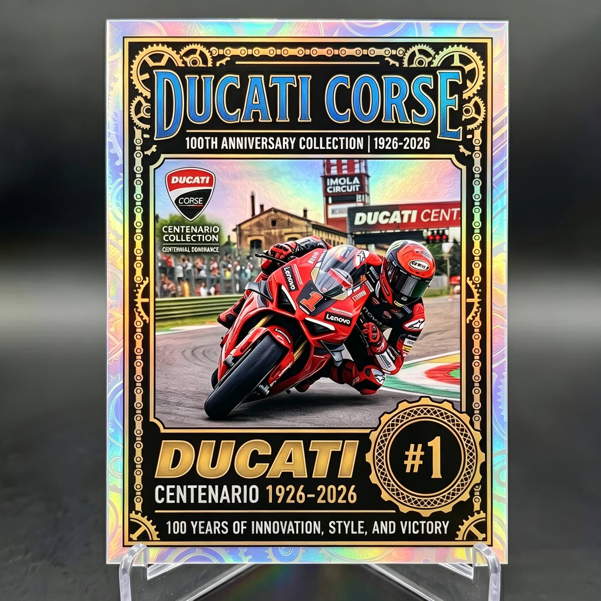 🏍️Ducati Corse 100th Anniversary Holographic Card!-MotoGP Legend !✨