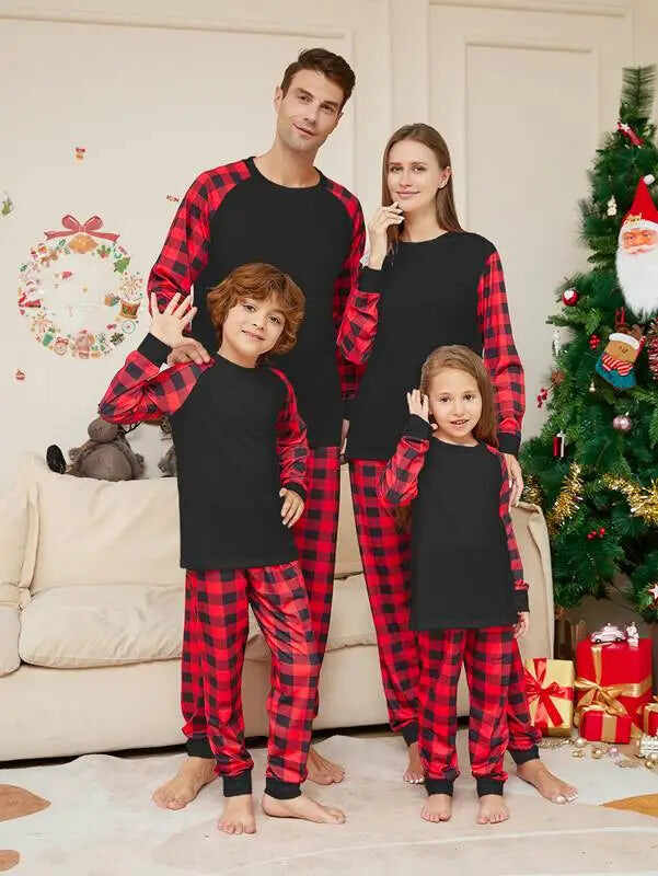 Plain Christmas Matching Family Pajamas Set