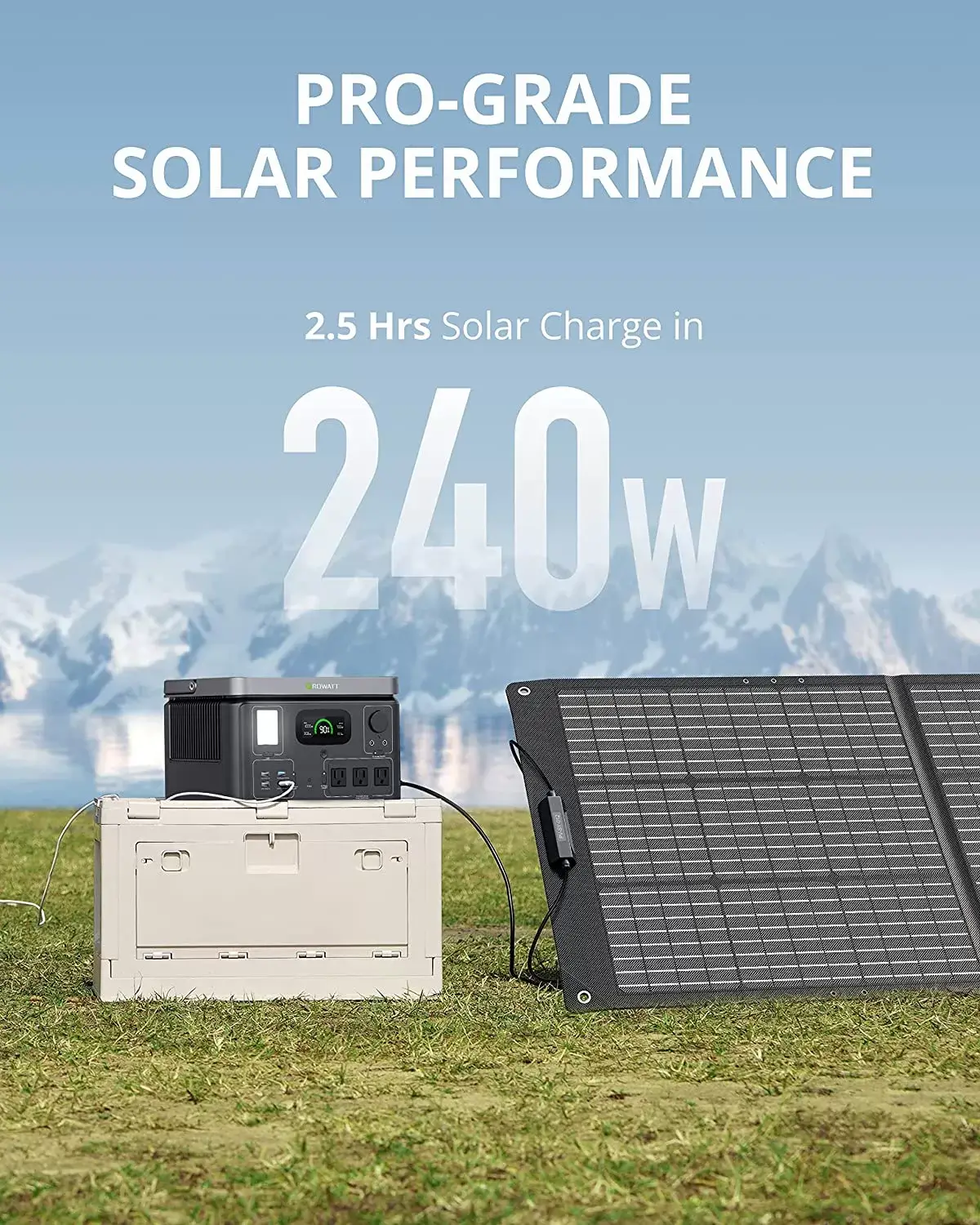 GROWATT Portable Power Station Generators: VITA550 Solar Generator (Solar Panel Optional) with 538Wh LiFePO4 Battery,1 Hour Fast Charging, 600W (1200W Surge) Output for Outdoor Camping/RVs/Home Use