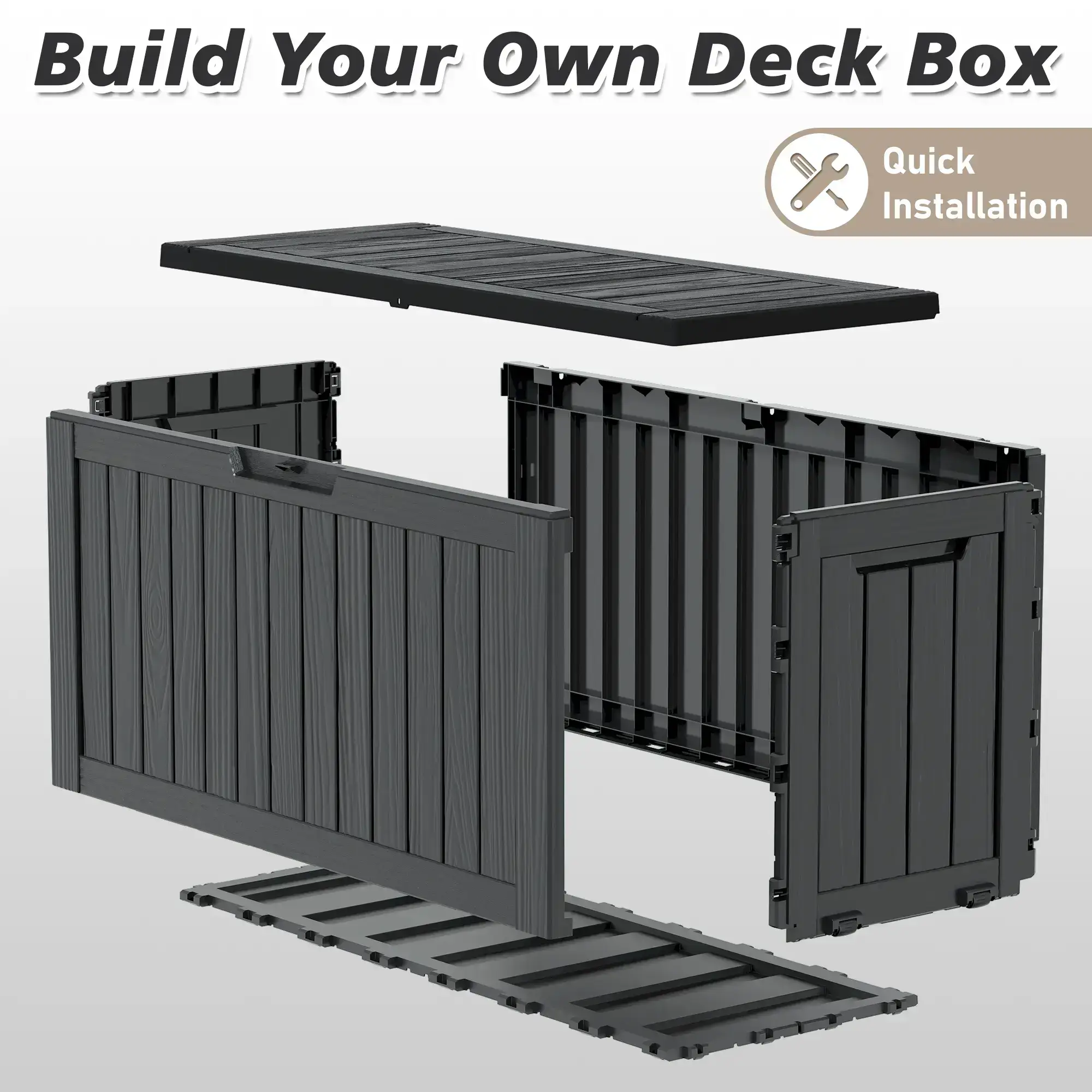 72-Gallon Storage Bin, Resin Material, Waterproof & UV-Resistant, Organizer for Garage, Warehouse, and Patio