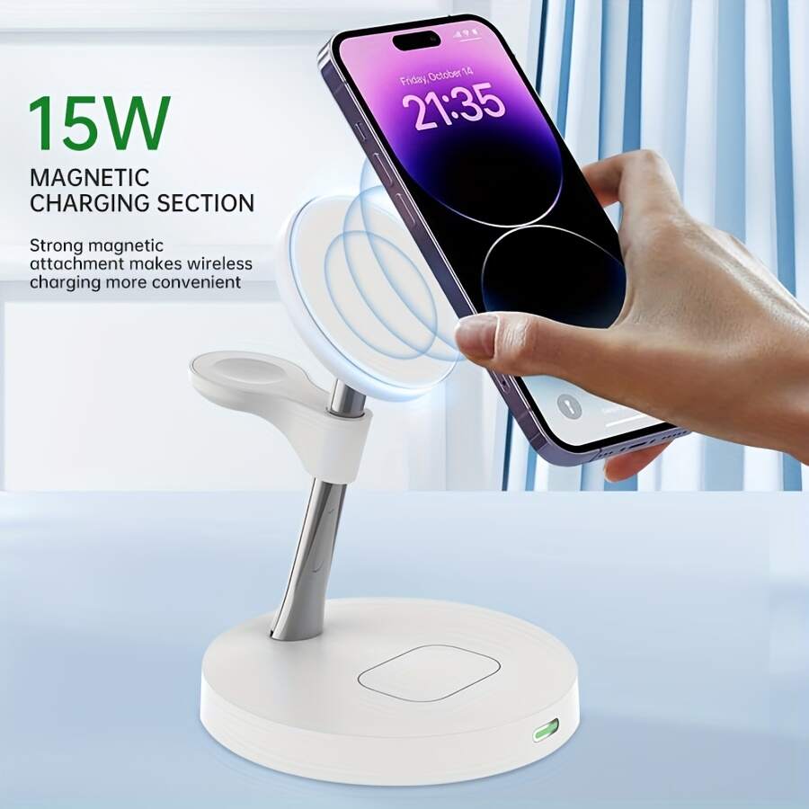 [Wireless 3in1 Charger] Wireless Charger 3in1 Charging Station - Compatible with iPhone 16 15 14 13 12 Series, AirPods, iWatch Series and Galaxy Watch Series
