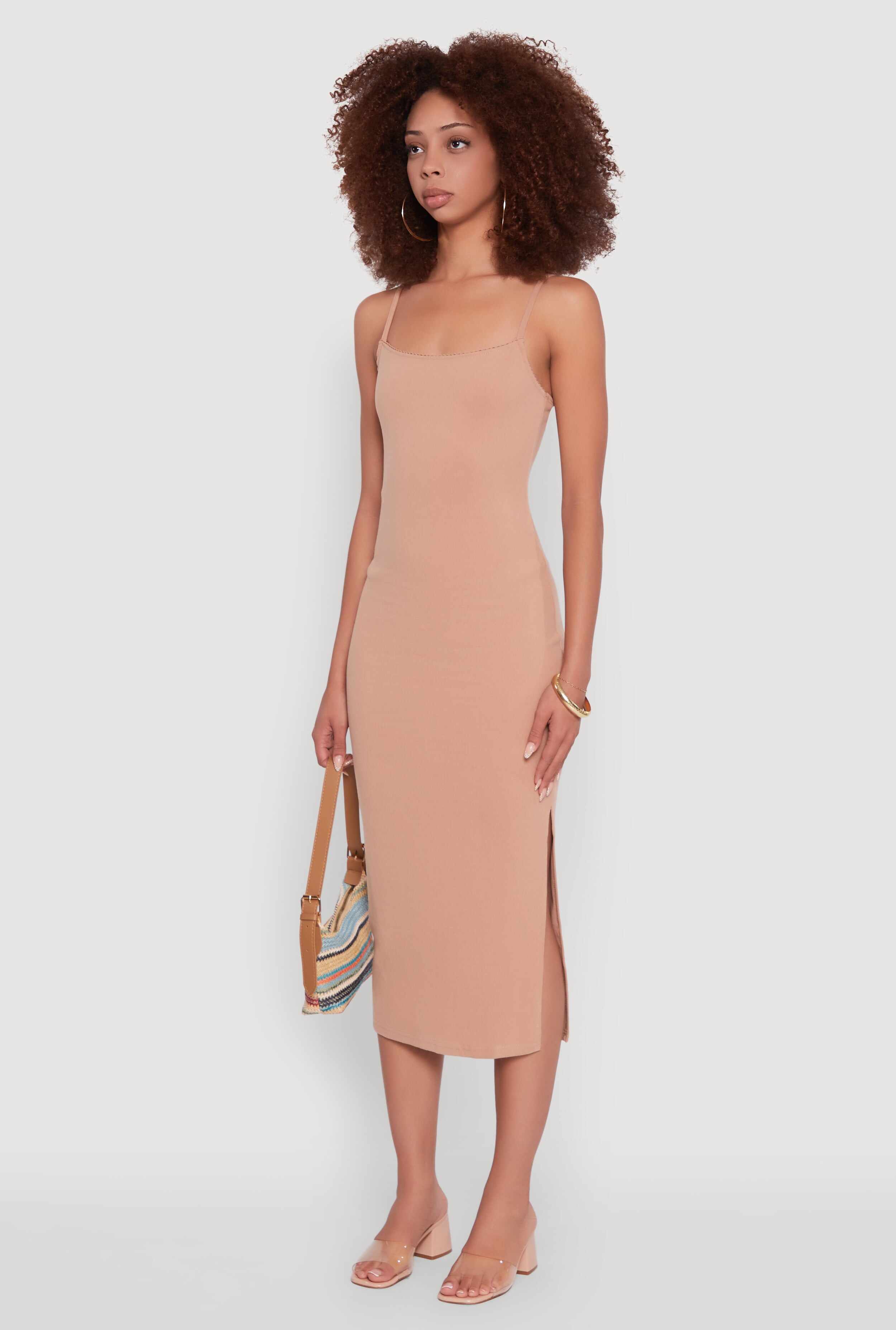 Trendy Scoop Neck Solid Cami Dress