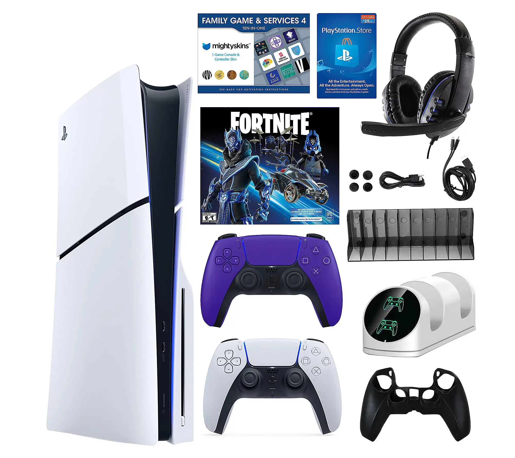 Clearance Sale PS5 Slim 1TB Disc or Digital Console with Fortnite Accs & 2 Controllers